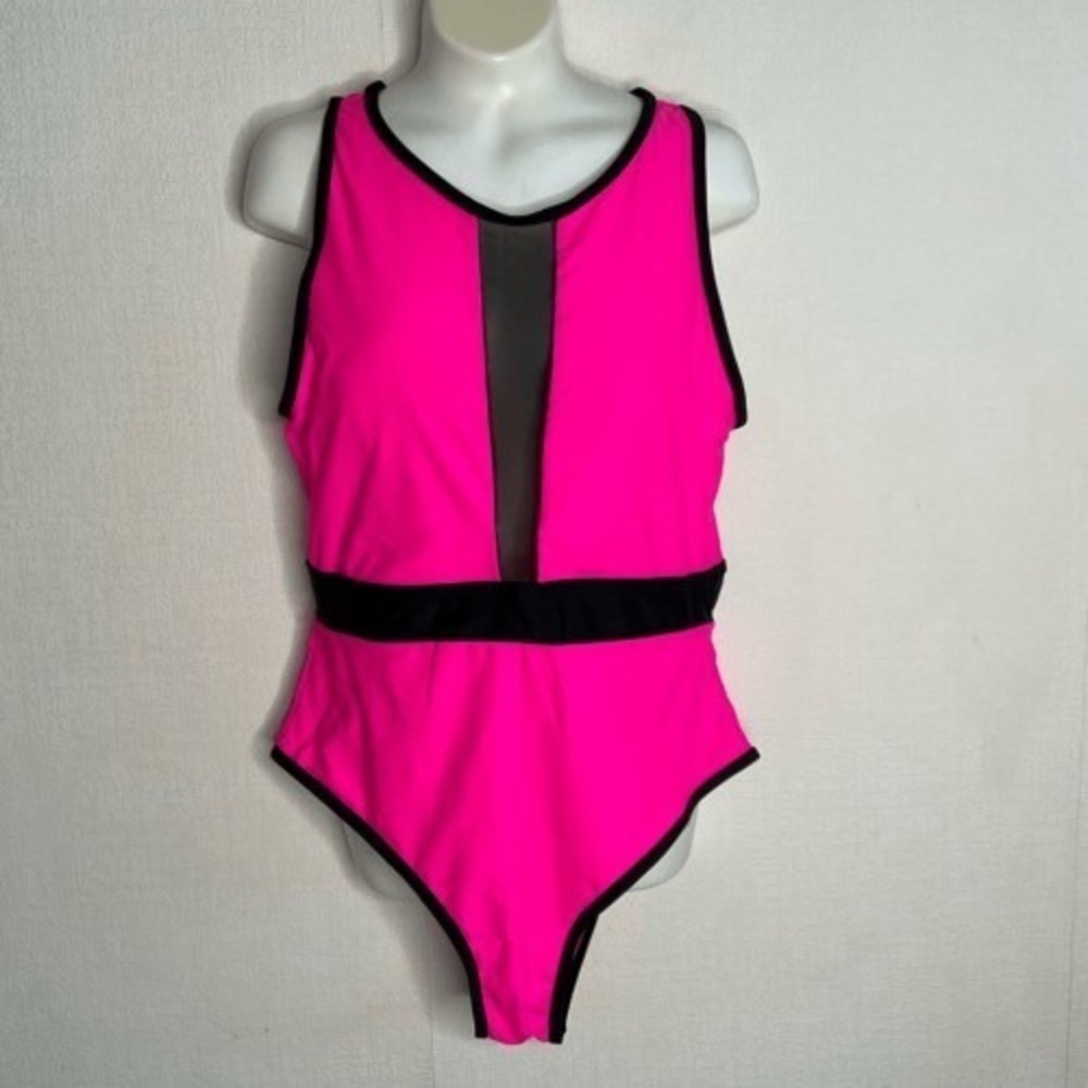 NWOT Neon Pink Beach‎ Holiday Backless One Piece Swimsuit Women XL China